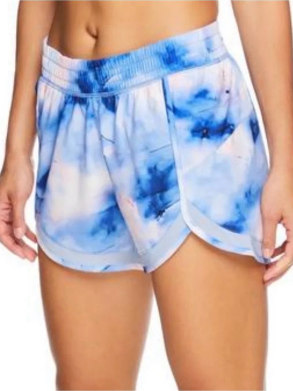 GAIAM Tie-Dye Athletic Shorts in Blue and Pink